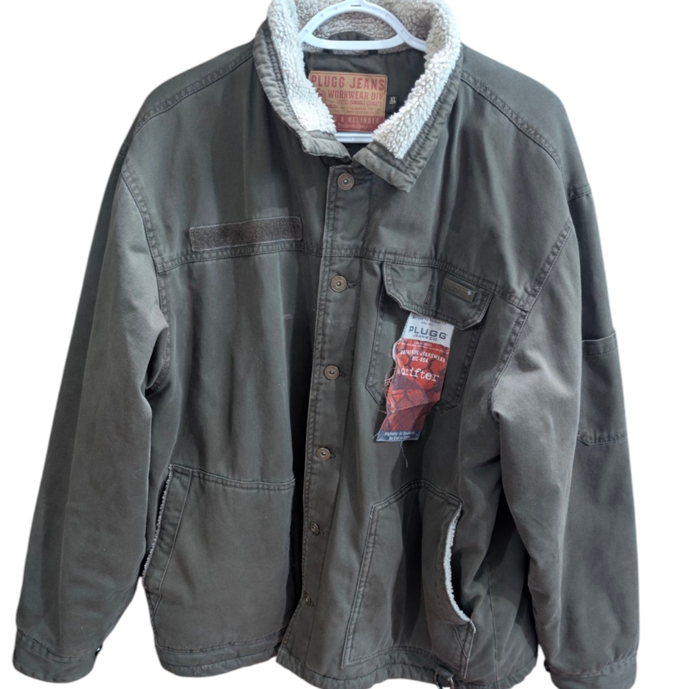 Plugg Men's Green Sherpa Jacket XL